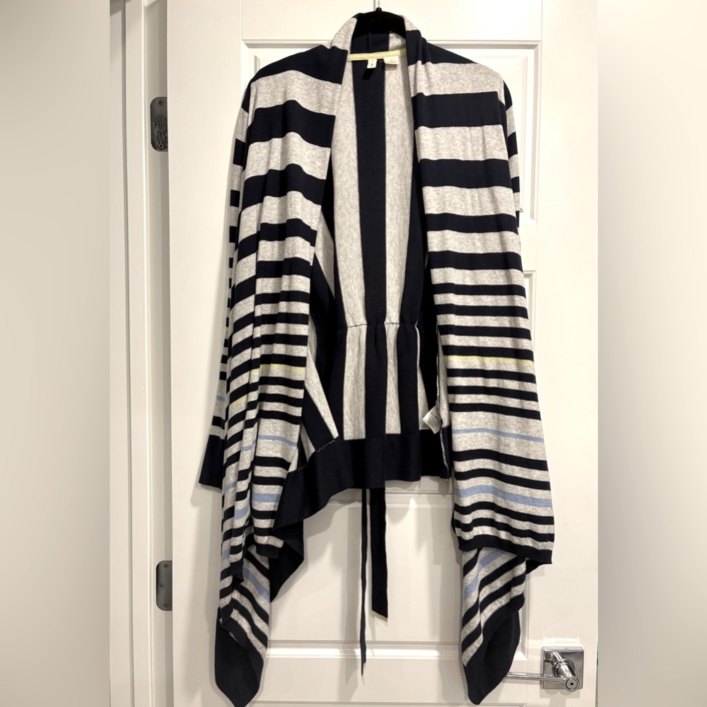 Anthropologie Moth Cotton Belted Striped Cardigan Womens‎ Small Coastal Beach
